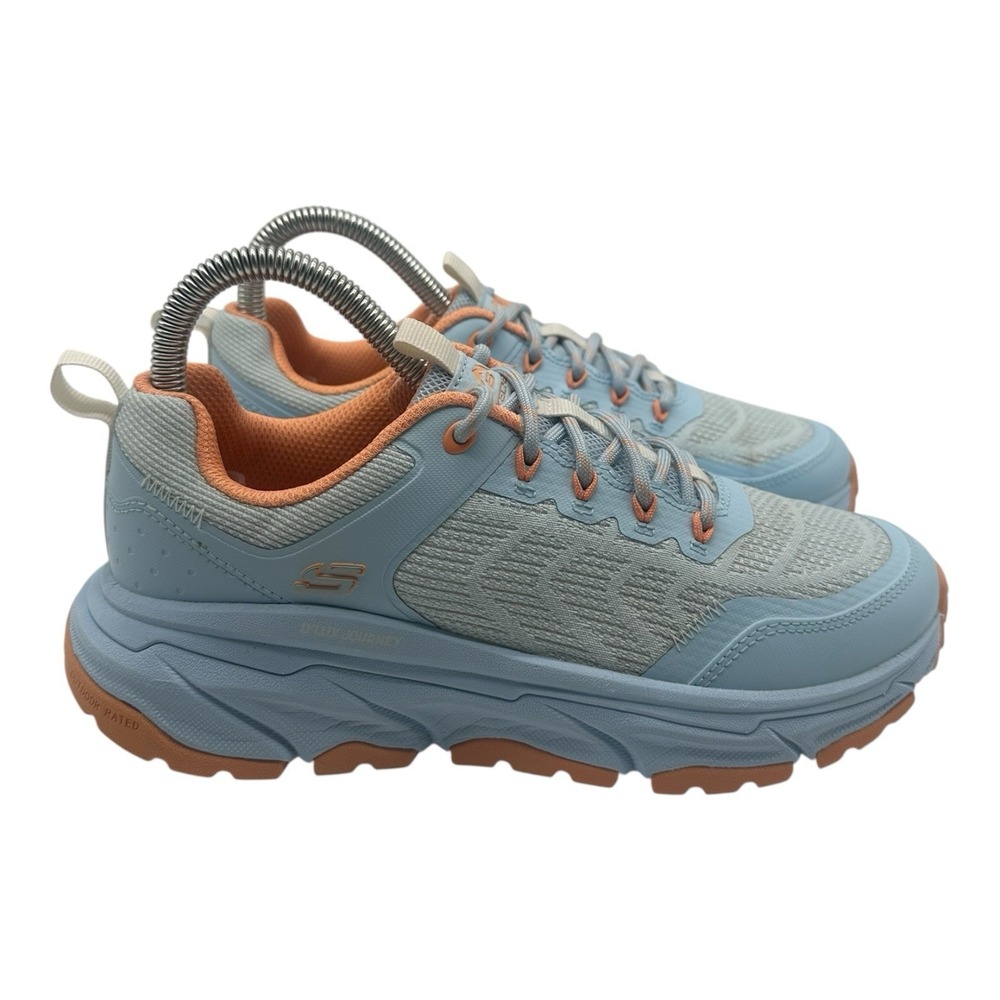 Skechers D'Lux Journey Knit Verbena Shoes Womens 6.5 Blue Lace-Up Sneaker 180168